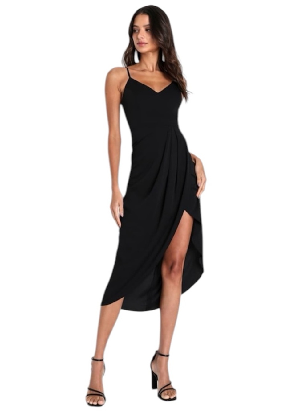 Lulus Reinette Black Midi Dress Women’s Size Medium NWT